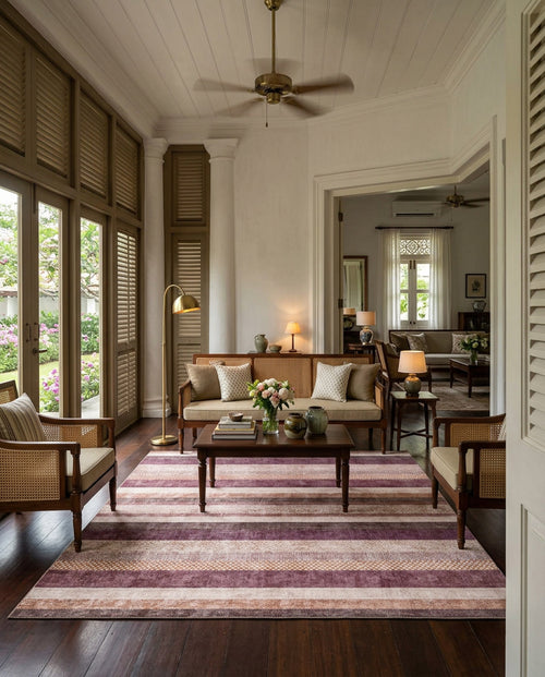 Load image 1 in gallery view. Plum Stripe - Washable Rug - JRN1059