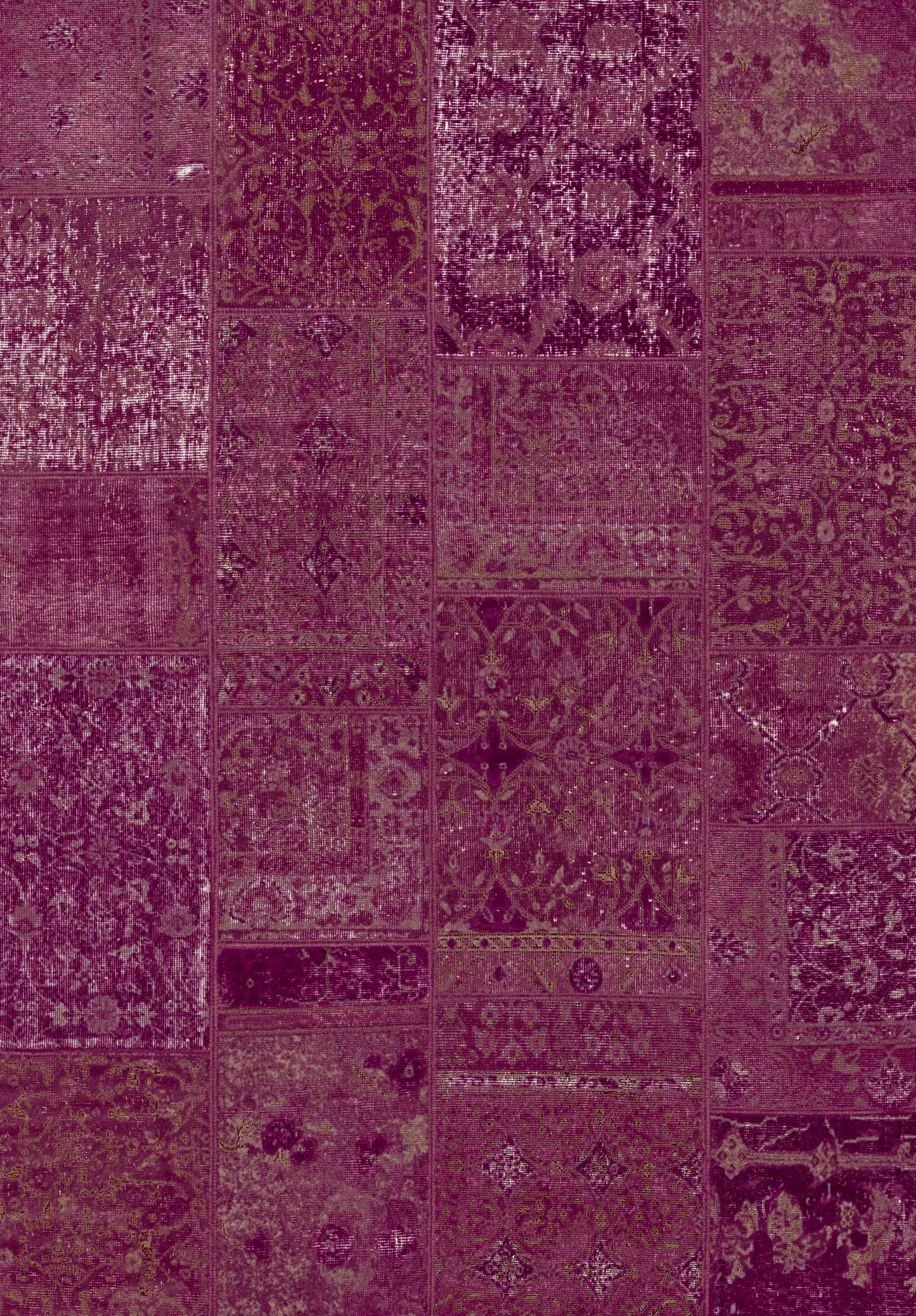 The Purple Mist - Washable Rug (JRN1038) features rectangular patchwork in burgundy and purple with intricate, faded designs. It's ideal for high-traffic, allergy-sensitive homes and easy to keep clean.