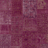 The Purple Mist - Washable Rug (JRN1038) features rectangular sections in rich burgundy and plum, each with its own vintage pattern—ideal for allergy-sensitive or high-traffic areas and easy to keep clean.