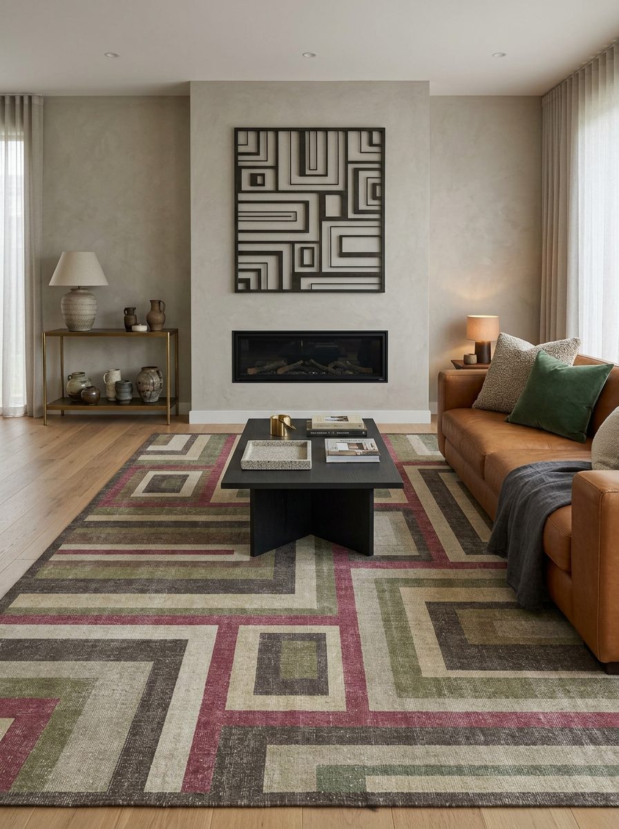 Retro Maze - Washable Rug - JRN1070