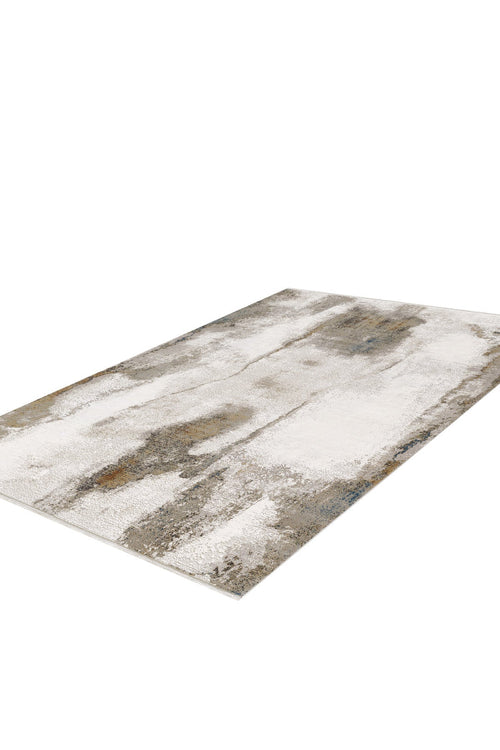 Load image 1 in gallery view. The Riverstone Reflections Premium Area Rug - M685L is a rectangular, machine-made rug with an abstract marble-inspired pattern in beige, brown, gray, and white tones. It has a faded, textured look and is shown against a white background.