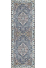 The Royal Sultan - Washable Rug - JR1970 features an intricate floral and geometric pattern in blue, gray, cream, and beige with a central medallion and Persian-style motifs—washable and ideal for allergy-sensitive homes.
