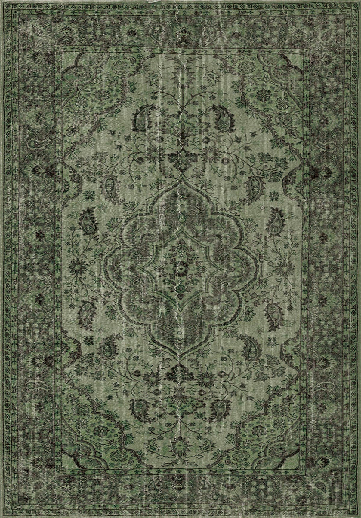The Royal Vinework - Washable Rug - JRN1009 (Custom Size) features an ornate medallion, symmetrical floral and vine motifs, and detailed borders in classic green and black for a timeless, elegant look.