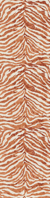 The Rustic Mirage - Washable Rug - JRN40 features a tan and brown zebra stripe pattern with wavy, irregular lines, repeated horizontally—perfect for high-traffic areas.