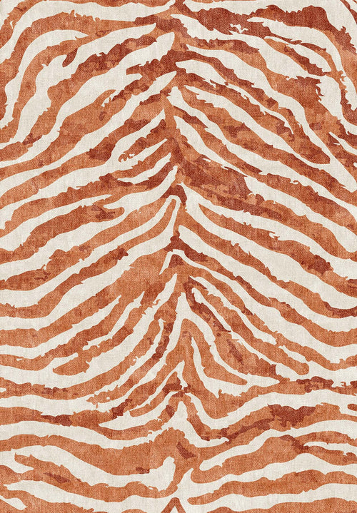 Load image 1 in gallery view. The Rustic Mirage - Washable Rug - JRN40 (Custom Size) features a light beige base with wavy, reddish-brown stripes inspired by tiger fur. Allergy-friendly and washable, it’s perfect for high-traffic spaces.