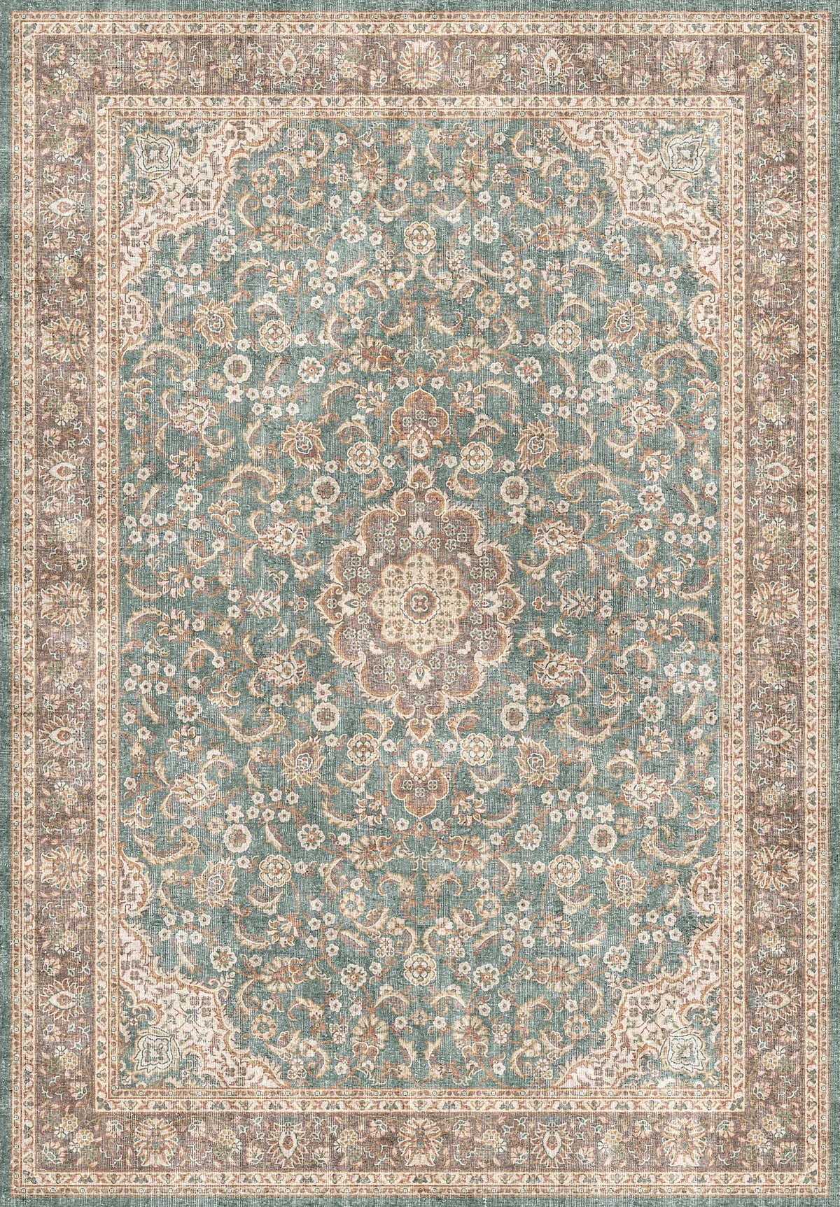 Celadon Medallion - Washable Rug - JRN1138
