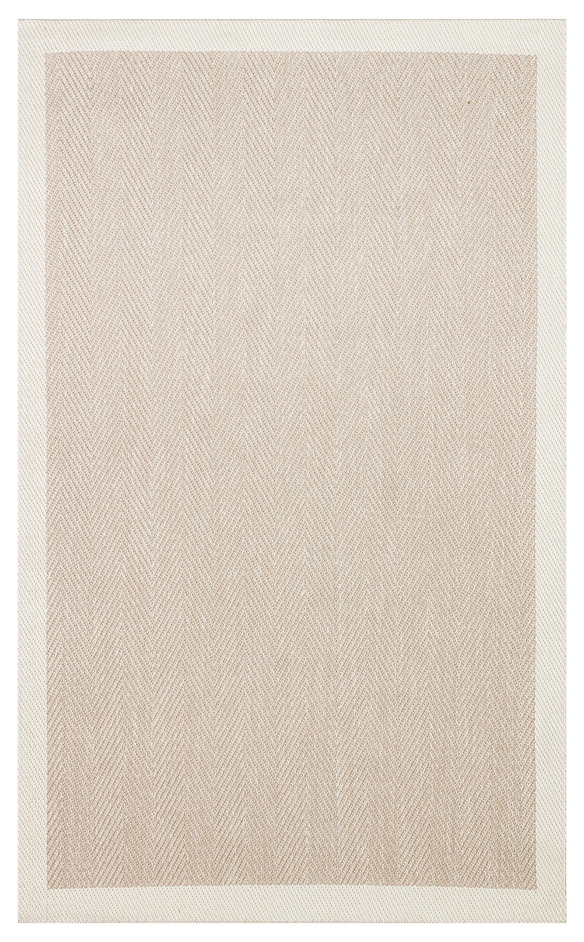 The Sand Drift - Kilim - MNO02 is a beige rectangular flatwoven polyester rug with a subtle herringbone pattern and solid border, bringing understated elegance to any room.