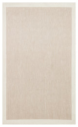 The Sand Drift - Kilim - MNO02 is a beige rectangular flatwoven polyester rug with a subtle herringbone pattern and solid border, bringing understated elegance to any room.