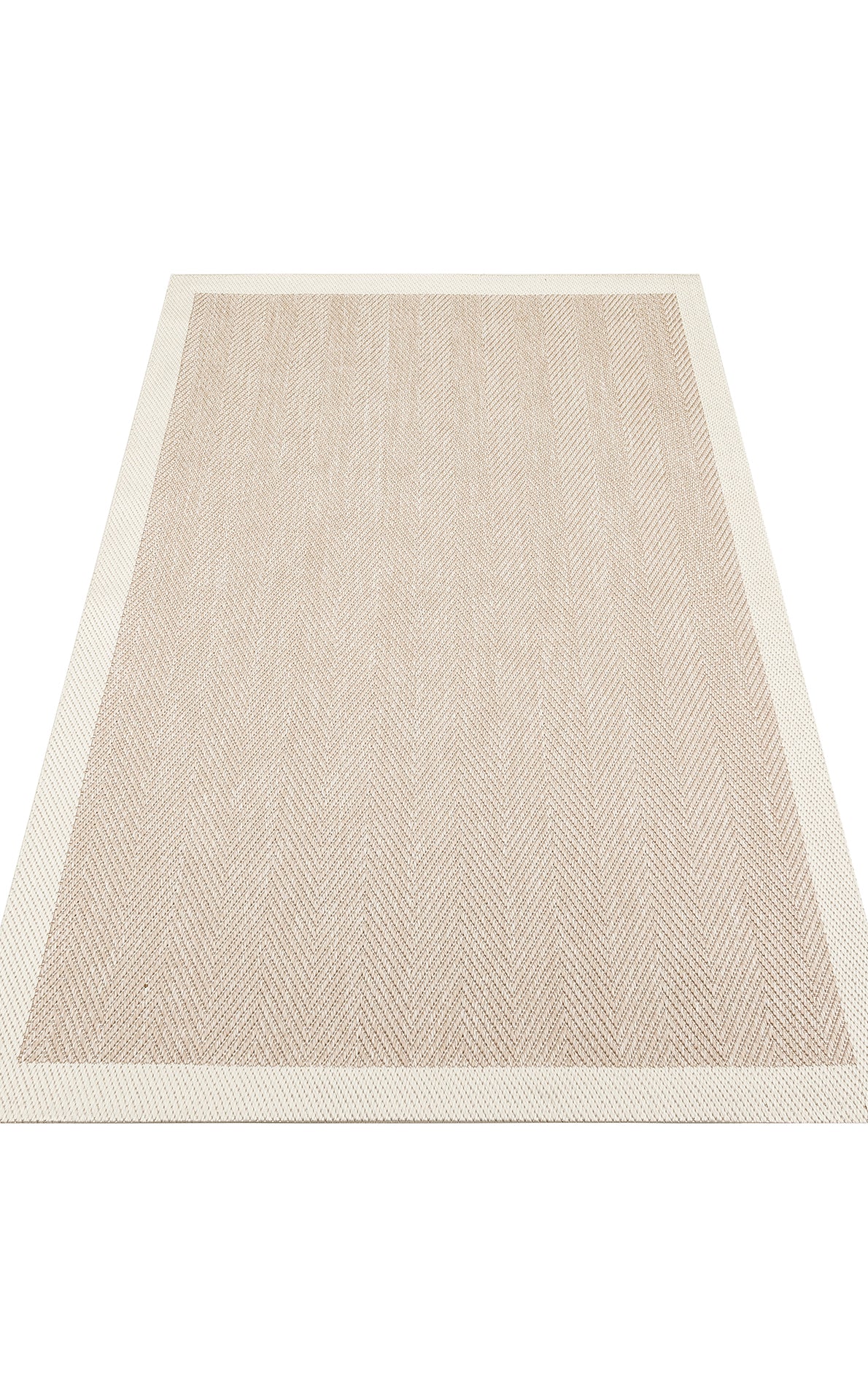 Sand Drift - Kilim - MNO02 is a beige rectangular flatwoven polyester rug featuring a subtle herringbone pattern and a solid lighter beige border—a stylish neutral accent for any space.