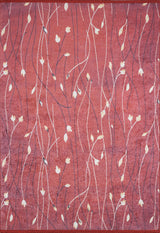 The Secret Garden - Washable Rug - JR1656 (Custom Size) features a red base with thin wavy cream and dark lines plus small beige leaves, offering a simple, floral-inspired look perfect for high-traffic areas.