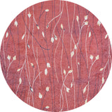 The Secret Garden - Washable Rug - JR1656 (Custom Size) features a round, red design with thin curved white and dark lines and small white leaves—ideal as a washable rug for high-traffic areas.