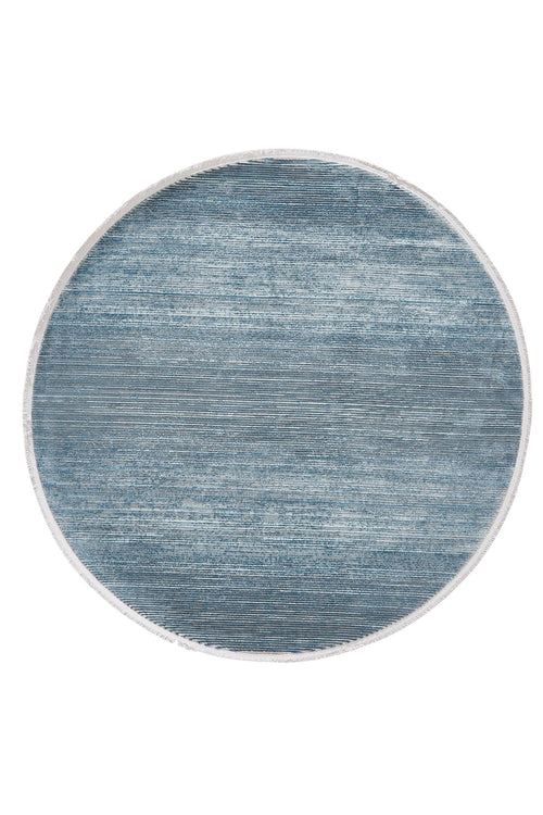 Load image 1 in gallery view. The Slate to Midnight Navy Rug - M497M is a round, blue contemporary rug with a textured, slightly faded look and a thin, light border—ideal as a modern gradient accent for any room.