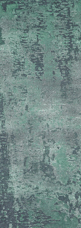 The Smokey Mountains - Washable Rug - JR1631 features an abstract textured design in green, teal, and gray tones, inspired by the look of worn paint—perfect for high-traffic areas or those seeking easy-to-clean rugs.