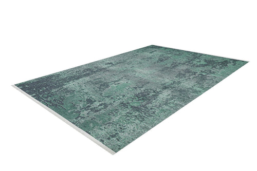 Load image 1 in gallery view. The Smokey Mountains - Washable Rug - JR1631 (Custom Size) is a rectangular flat weave rug with a textured abstract pattern in green tones and hints of gray, shown on a white background.