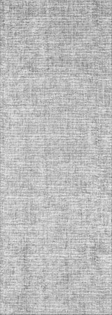 A close-up of the Softly Chic - Washable Rug - JR747 in gray-anthracite highlights its textured, woven crosshatch pattern and subtle grid-like look. Its soft, heathered surface is easy to clean and perfect for high-traffic areas.