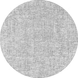The Softly Chic - Washable Rug - JR747 (Custom Size) features a circular gray-anthracite design, with a linen-like, textured weave of interlacing threads that creates a subtle crosshatched look against a white background.