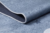 Close-up of the Starry Cloudscape - Machine-Washable Rug JRC045 (Custom Size), showcasing its blue-grey edge, subtle star pattern, and detailed stitching—ideal for high-traffic areas and easy to wash.