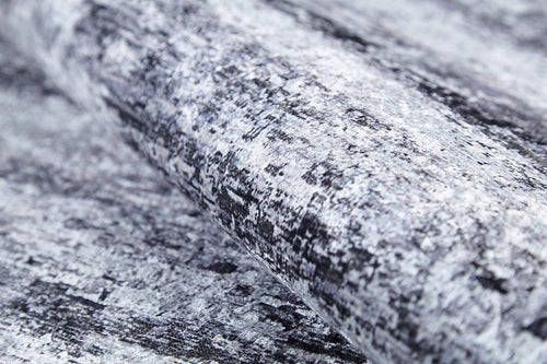 Load image 1 in gallery view. A close-up of the Stone Path - Washable Rug - JR1772 (Custom Size) shows a textured, stone-like pattern in gray and anthracite—perfect as a durable, washable rug for high-traffic areas.