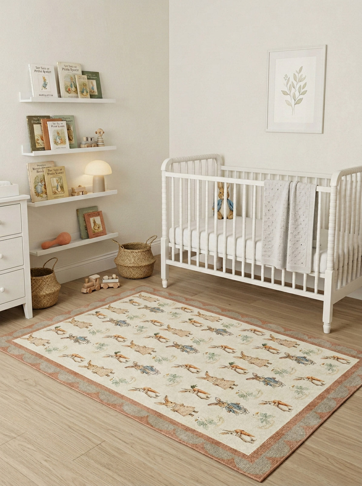 Storybook Rabbits - Washable Kids Rug - JRN1113 (Custom Size)