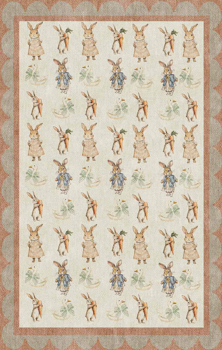 Storybook Rabbits - Washable Kids Rug - JRN1113 (Custom Size)