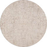 The Sunset Fade - Washable Rug - JR1878 is a round, beige area rug featuring a subtle geometric texture and lightly distressed look—perfect for high-traffic areas and ideal for those who love cream and beige tones.