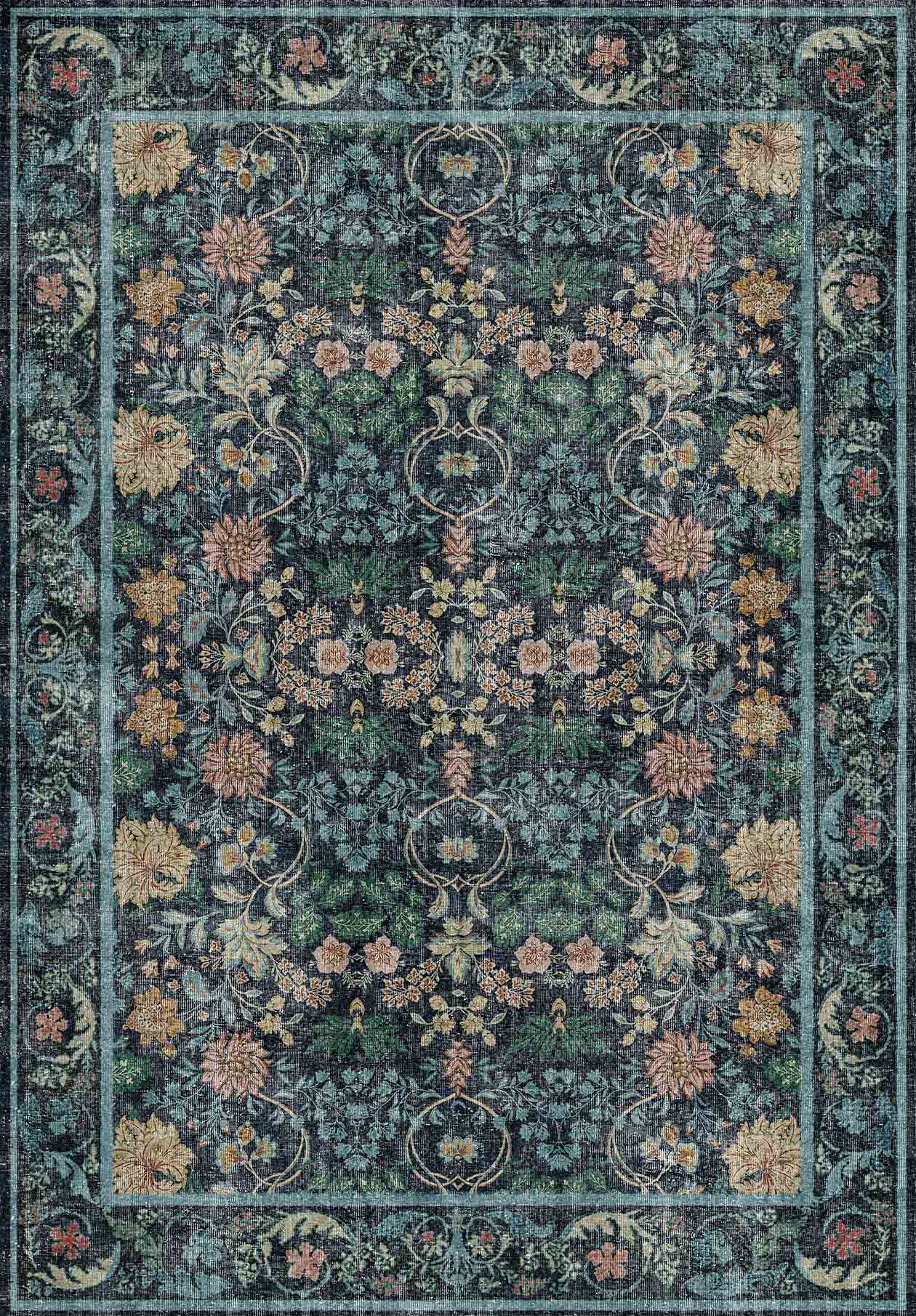 Teal Palace - Washable Rug - JRN1081