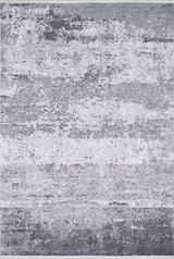The Techno Flux - Washable Rug - JR1814 (Custom Size) features a gray and white abstract, distressed pattern with blended horizontal streaks—ideal for high-traffic areas and easy to clean.