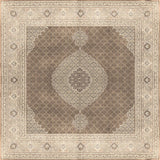 The Timeless Arabesque - Washable Rug (JRN1002) is a rectangular Persian-style flat weave in beige and brown, with a central medallion, ornate borders, and symmetrical floral and geometric motifs.