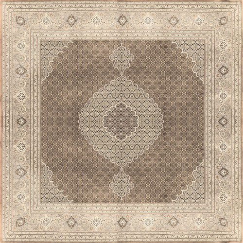 Load image 1 in gallery view. The Timeless Arabesque - Washable Rug (JRN1002) is a rectangular Persian-style flat weave in beige and brown, with a central medallion, ornate borders, and symmetrical floral and geometric motifs.