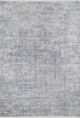 The Timeless Scrollwork - Washable Rug - JR1774 (Custom Size) features a rectangular gray-anthracite design with faded gray and blue scrollwork, subtle geometric patterns, and a vintage look—ideal for high-traffic areas.