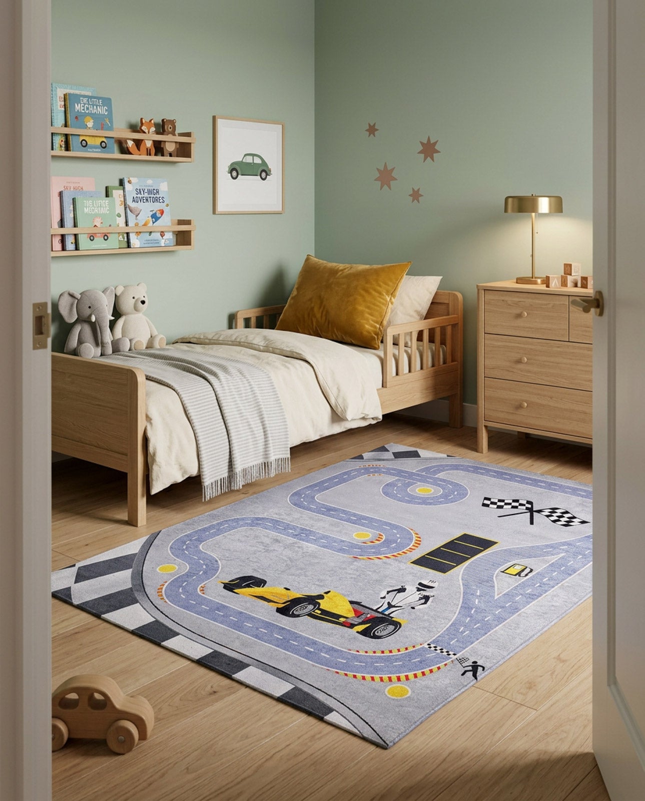 Turbo Tracks - Machine-Washable Rug JRC089
