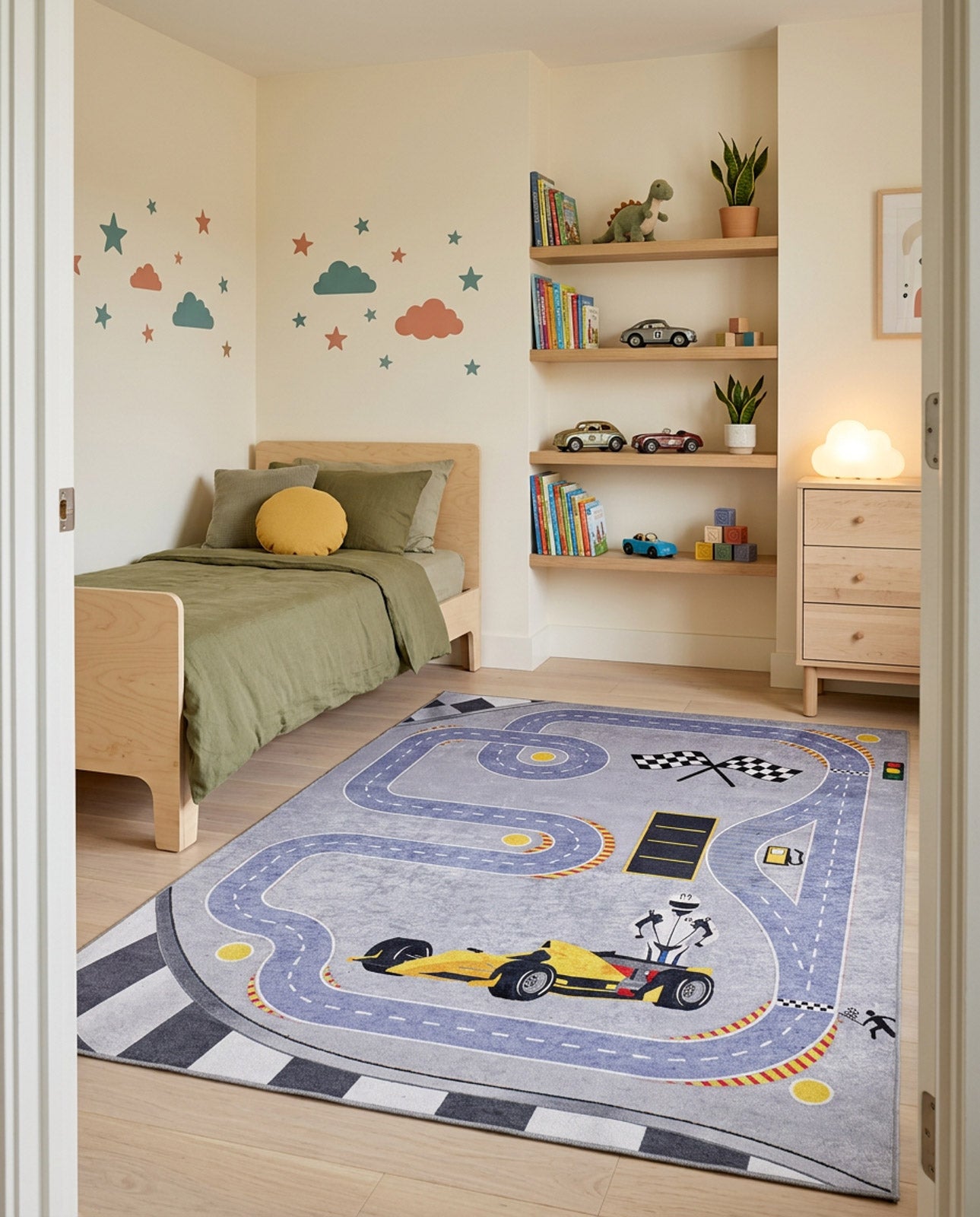 Turbo Tracks - Machine-Washable Rug JRC089 (Custom Size)