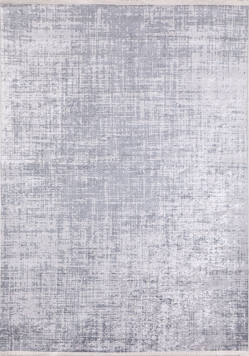 The Twilight Sky - Washable Rug - JR856 (Custom Size) features a gray-anthracite, abstract crosshatched design in gray and white—ideal for high-traffic areas.