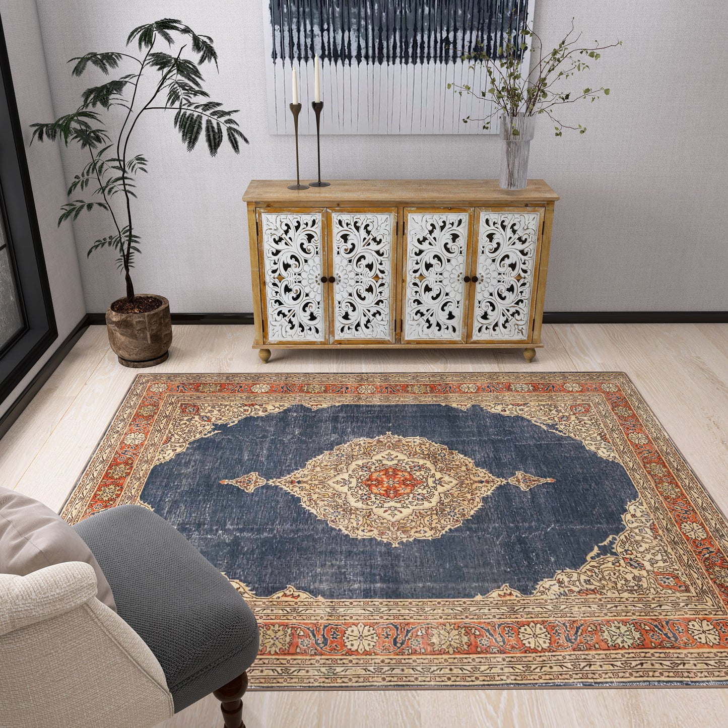 Antique Symphony - Washable Rug - JRN1017 (Custom Size)