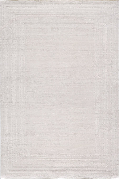 Load image 1 in gallery view. The Vanilla Dream Modern Bordered Rug - EW2742 is a rectangular, machine-made light grey rug featuring subtle concentric rectangles that frame the center for a simple and modern look in neutral tones.