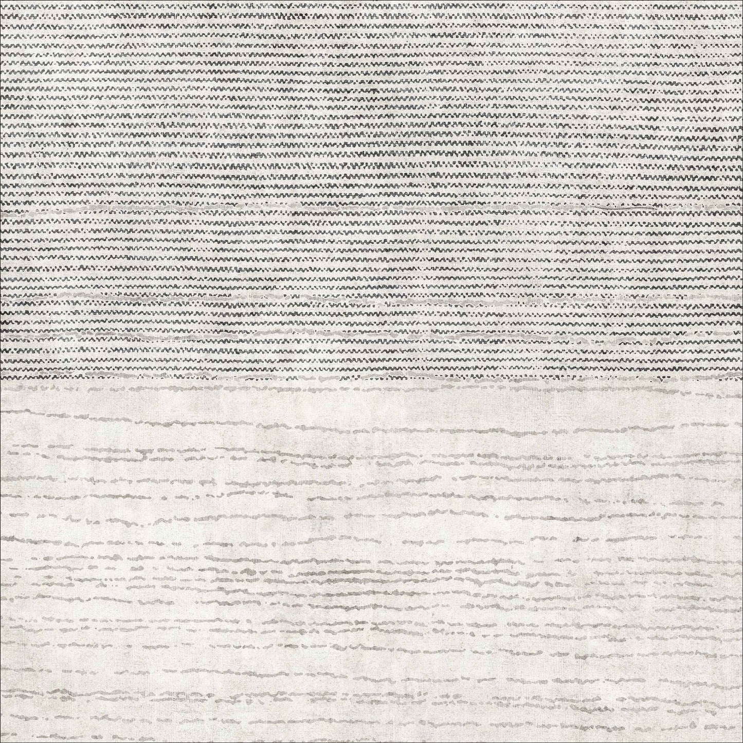 The Velvet Echo - Washable Rug - JRN25 (Custom Size) features two sections: bold black and white stripes on top, and a lighter base with thin gray horizontal lines below—washable, allergy-friendly, and ideal for high-traffic spaces.