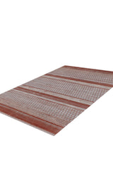 A rectangular Vibrant Bohemian Trellis Rug - HRD009 with a grid pattern and brown accents, displayed on a white background, evokes the detailed design of machine-made textiles.