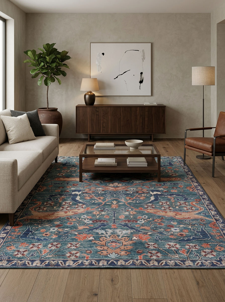 Whisper Authentic Blue Washable Rug - LCC3034 (Custom Size)