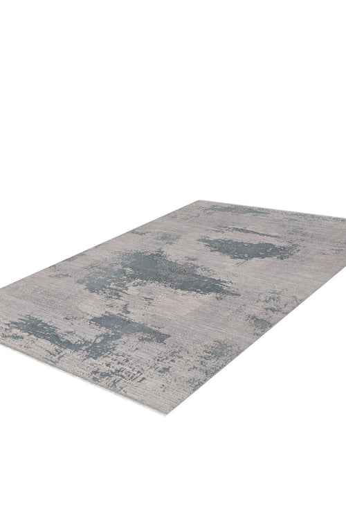 Load image 1 in gallery view. The Whispering Mist Modern Rug - Silver - HRD002 features a machine-made light gray base with abstract dark gray and blue patterns, giving any room a stylish, contemporary feel.