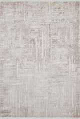 The Wildflower Fields - Washable Rug - JR1632 (Custom Size) features an abstract geometric pattern in cream and beige with muted tones. Its flat weave, modern distressed look adds contemporary style to any space and is easy to care for.