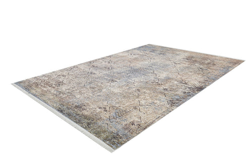 Bild 1 in Galerieansicht laden. The Windowpane Trellis - Washable Rug - JR1663 (Custom Size) features a distressed, vintage-style pattern in muted beige, bronze, and brown tones—a perfect rectangular rug for high-traffic areas.