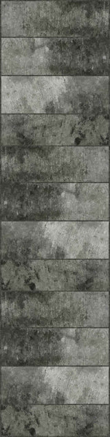 The Wistful Pattern - Washable Rug - JRN35 features horizontal wooden plank designs in gray and black tones with a rustic, weathered texture—perfect for high-traffic areas.