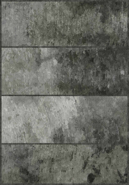 Load image 1 in gallery view. The Wistful Pattern - Washable Rug - JRN35 (Custom Size) features a textured gray background with three wide horizontal stripes in varying shades, reminiscent of brushed metal—ideal for a stylish, durable, contemporary rug.
