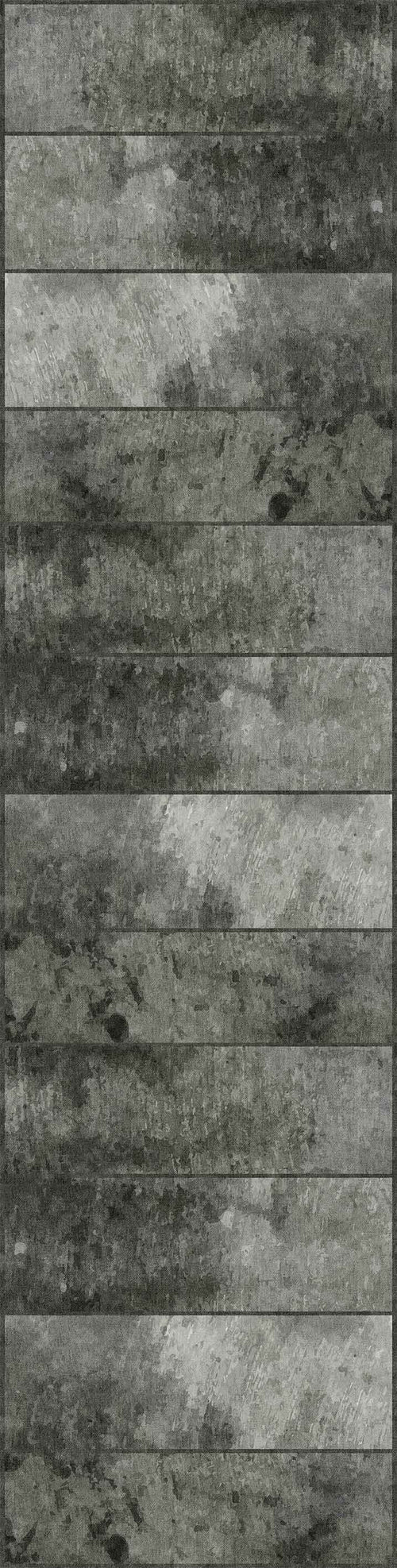Load image 1 in gallery view. The Wistful Pattern - Washable Rug - JRN35 (Custom Size) features horizontal wooden plank designs in gray and dark green, with a weathered, distressed texture and visible grain for a rustic, contemporary look.