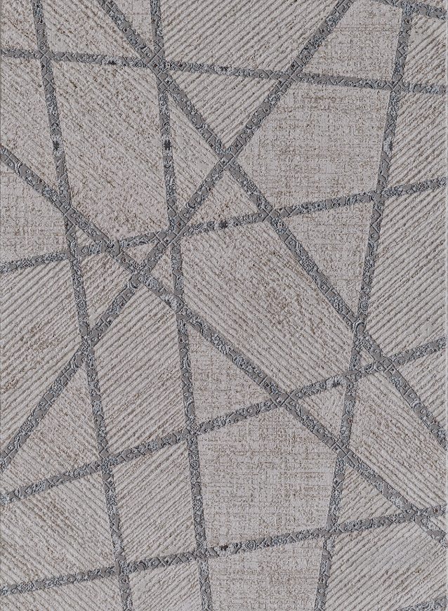 A textured beige surface featuring intersecting diagonal gray lines, forming a geometric pattern of irregular triangles and quadrilaterals. The background has a subtle, fabric-like appearance with varied shading.
