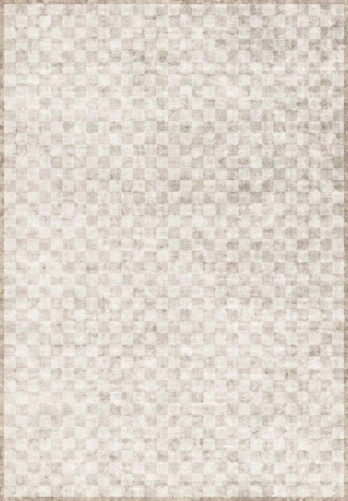Load image 1 in gallery view. Opulent Threads - Washable Rug - JRN27 features a subtle checkered pattern in light beige and off-white, creating a soft, minimalist look that’s perfect for high-traffic areas.