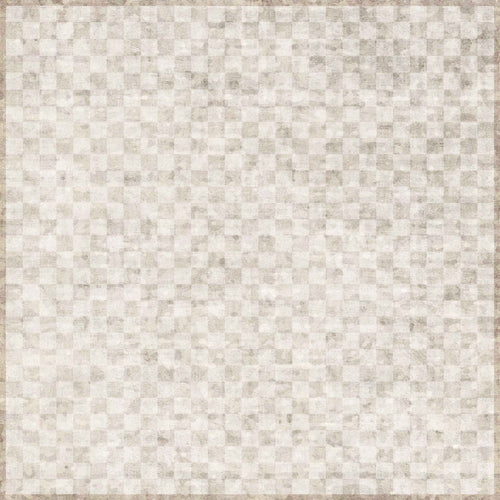 Load image 1 in gallery view. The Opulent Threads - Washable Rug - JRN27 features a light gray and off-white checkerboard pattern, evoking aged paper with subtle stains and irregular texture for a timeless, neutral look.