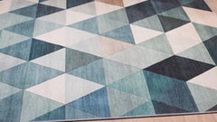Cubism Collage Blue - Waschbarer Teppich - MDJ008