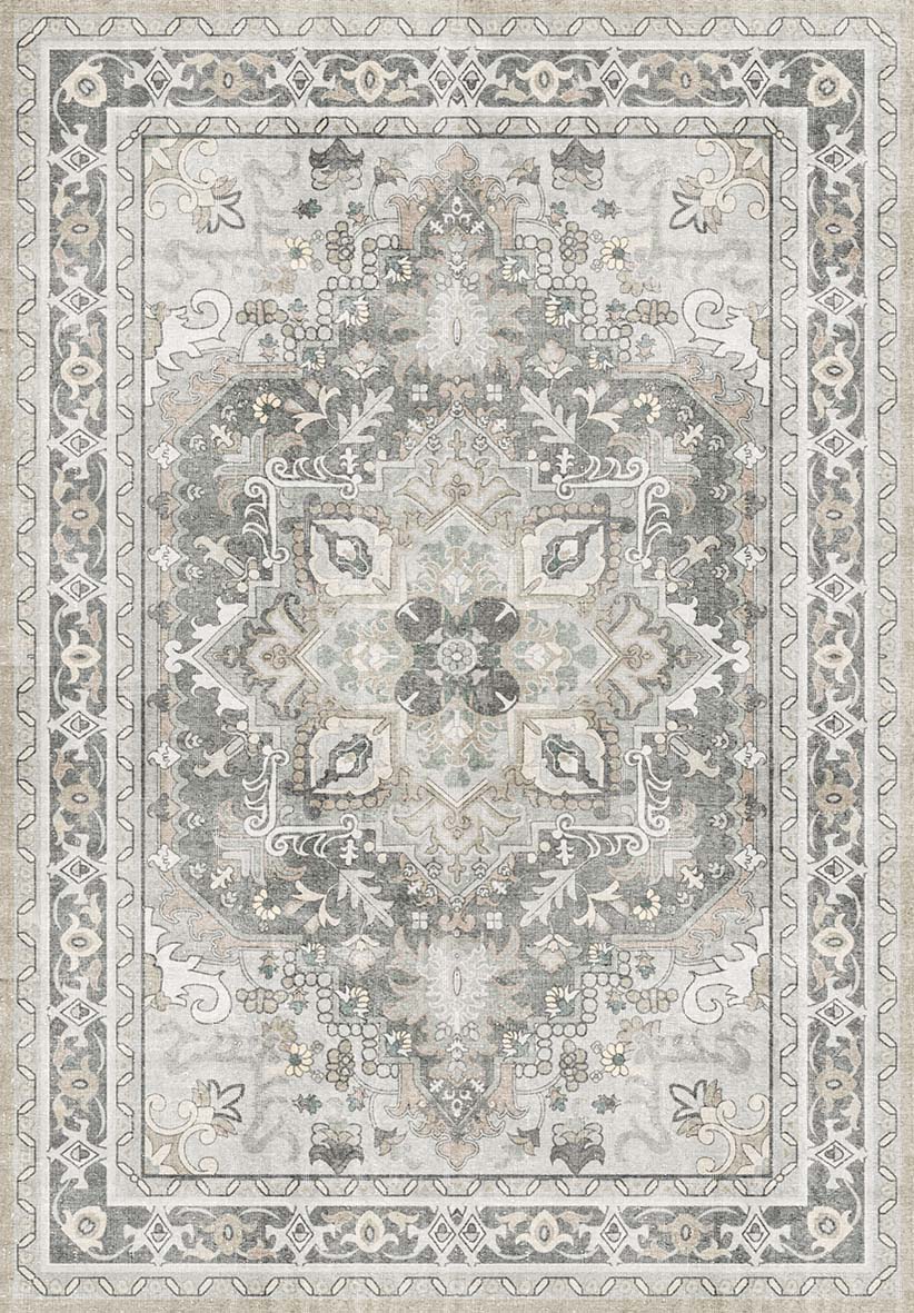 Pewter Heriz - Washable Rug - JRN1147
