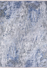 The Abstract Oasis – Washable Rug – JR144 (Outlet) US features a rectangular shape and an abstract brushstroke design in blue, gray, and white. Ideal for allergy-sensitive homes and high-traffic areas thanks to its easy-care washable material.